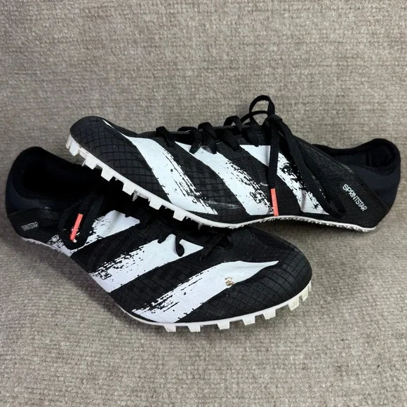 Adidas Sprintstar Mens 11 Black White Track Field Cleats Spikes EG1199 - Picture 1 of 13
